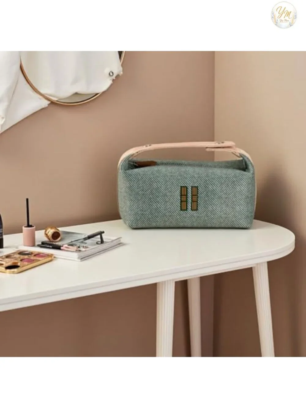 Canvas Cosmetics Travel Bag, Hanging Makeup Organizer Case for Women